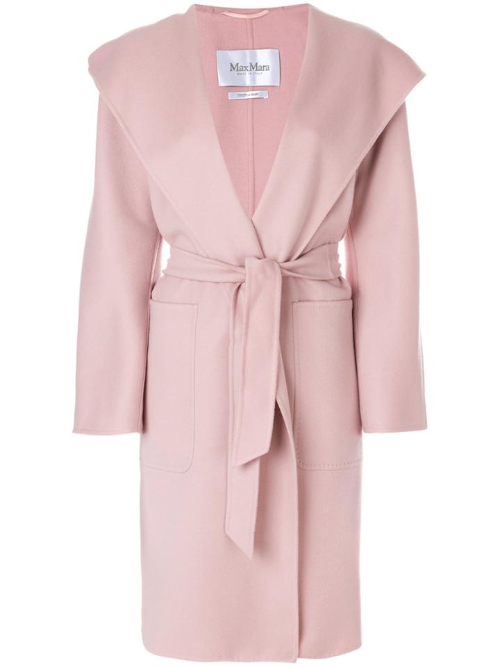 Max Mara Wraparound Hooded Coat - Pink & Purple