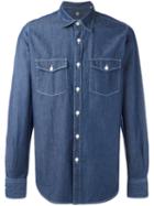 Eleventy Flap Pockets Shirt, Men's, Size: 56, Blue, Cotton