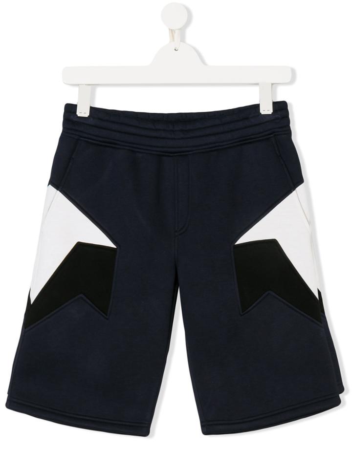 Neil Barrett Kids Teen Colour-block Track Shorts - Blue