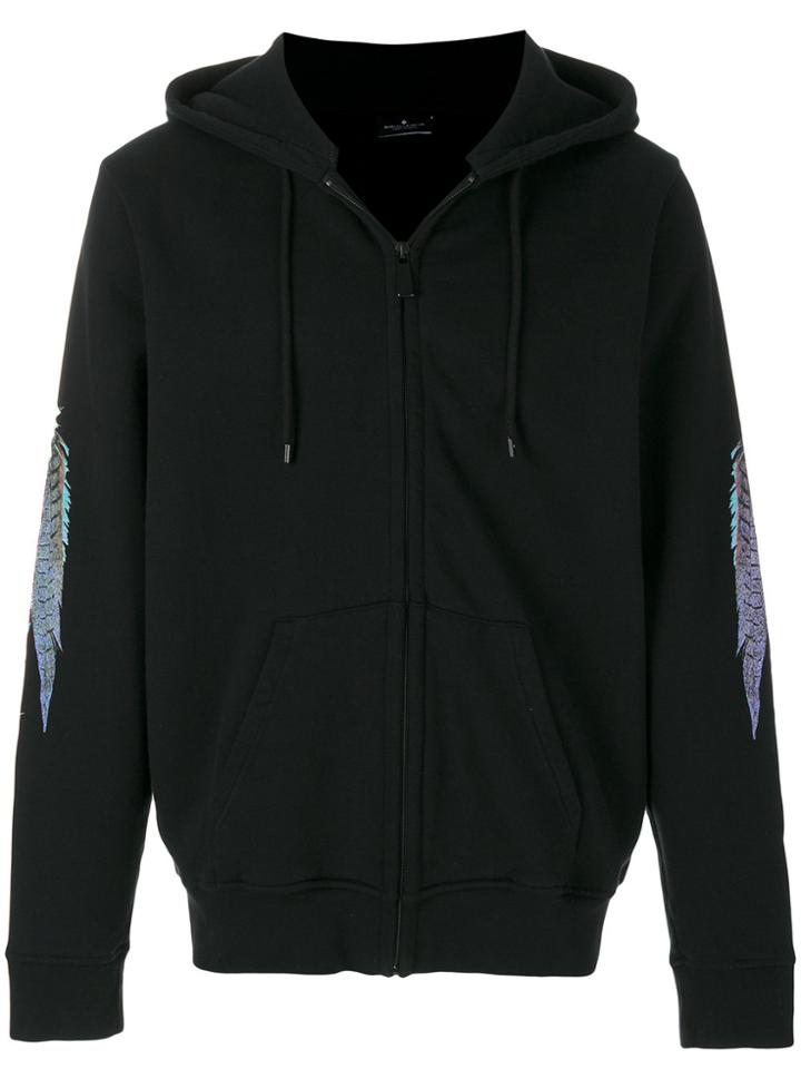 Marcelo Burlon County Of Milan Feather Print Sleeve Hoodie - Black