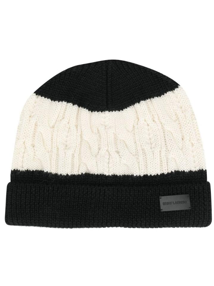 Saint Laurent Cable Knit Beanie - Black