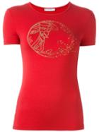 Versace Collection Studded Medusa T-shirt, Women's, Size: 42, Red, Viscose/spandex/elastane