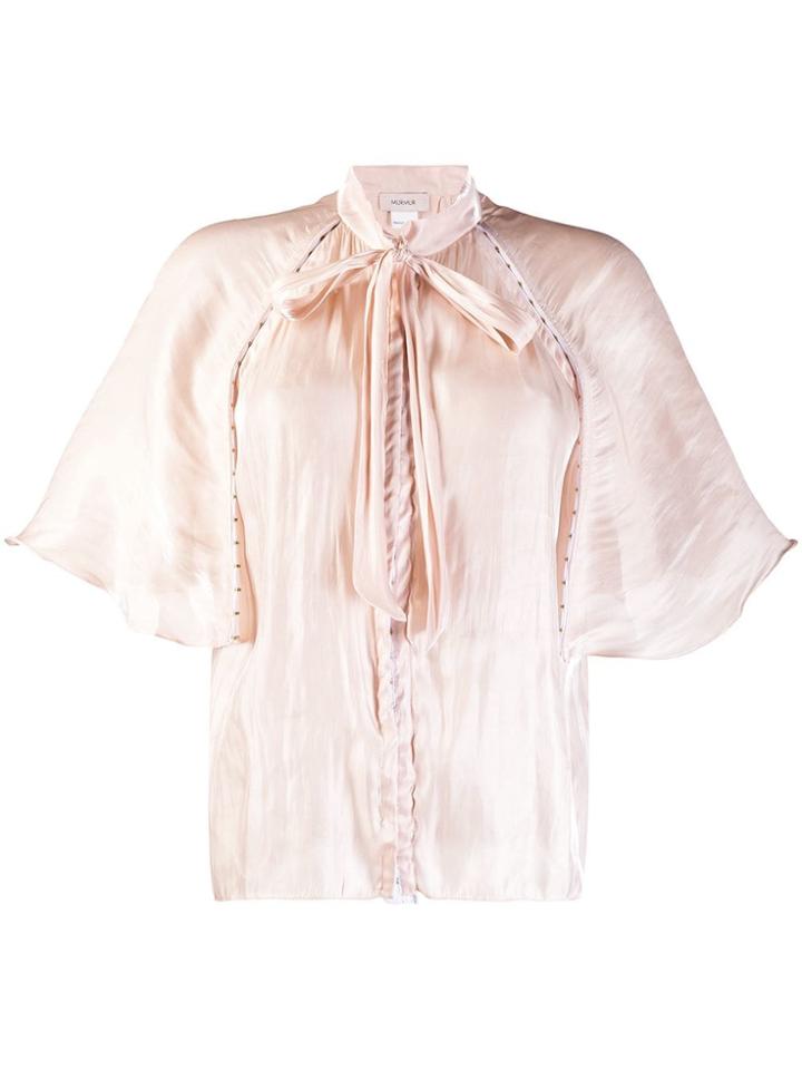 Murmur Tie Neck Blouse - Neutrals