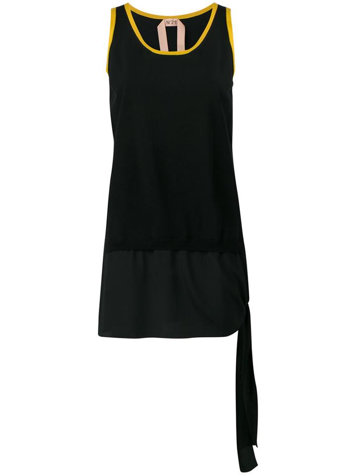 No21 Longline Tank Top, Women's, Size: 40, Black, Silk/cotton/acetate