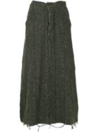 Comme Des Garçons Vintage Frayed Midi Skirt - Green