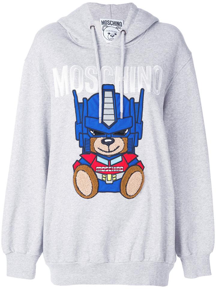 Moschino - Transformer Bear Oversized Hoodie - Women - Cotton/polyester/polyurethane - 40, Grey, Cotton/polyester/polyurethane