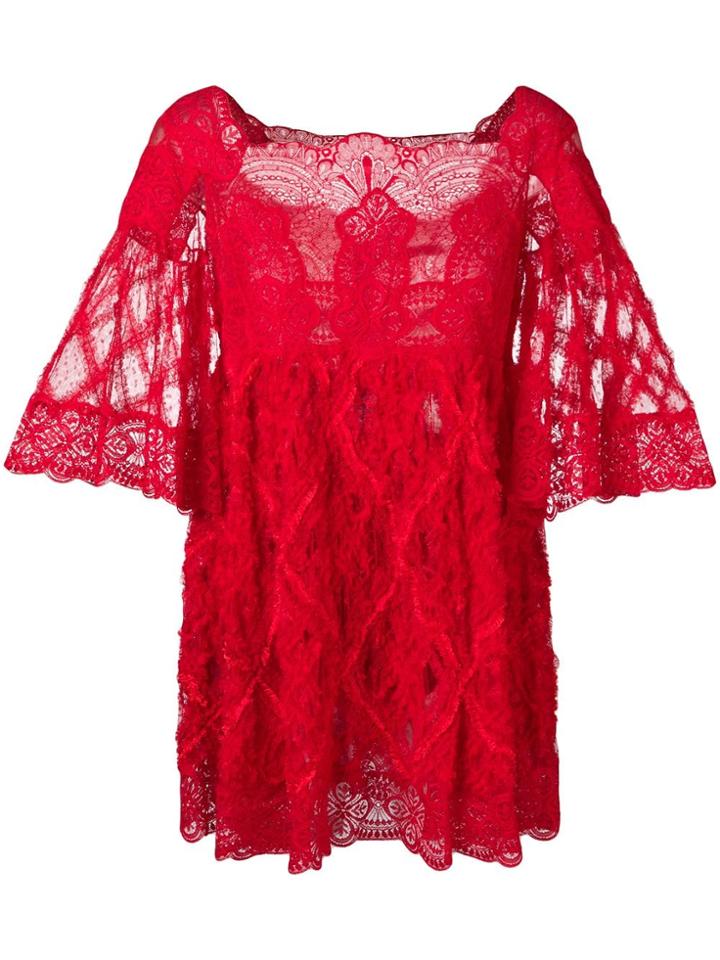 Amen Lace Short Dress - Red