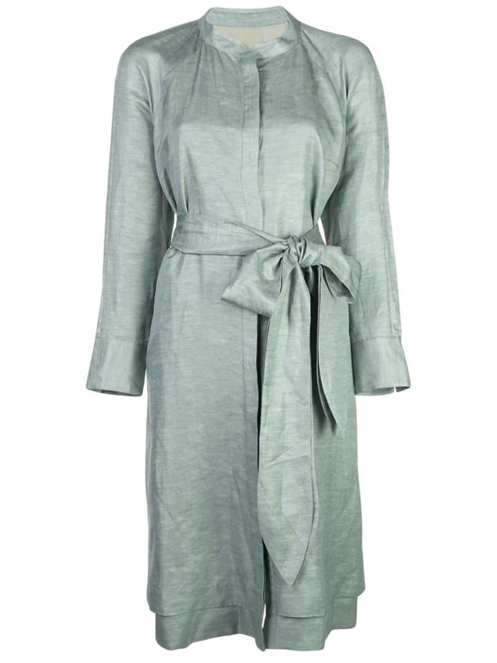 Partow Tie Waist Shirt Dress - Green