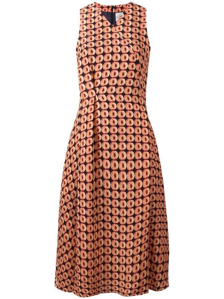 Paul Smith V-neck Printed Dress, Women's, Size: 42, Yellow/orange, Silk/polyamide