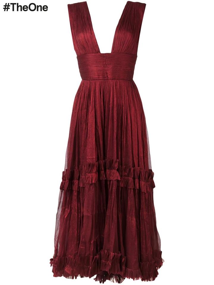 Maria Lucia Hohan Deep V-neck Dress, Women's, Size: 38, Red, Silk/nylon/spandex/elastane