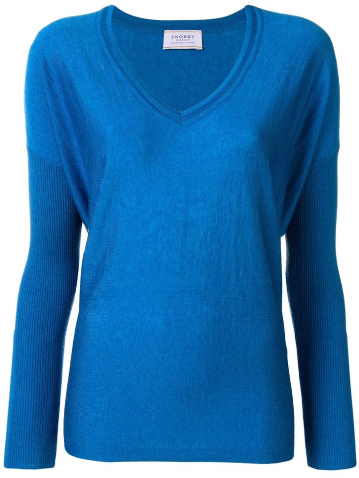 Snobby Sheep V-neck Sweater - Blue