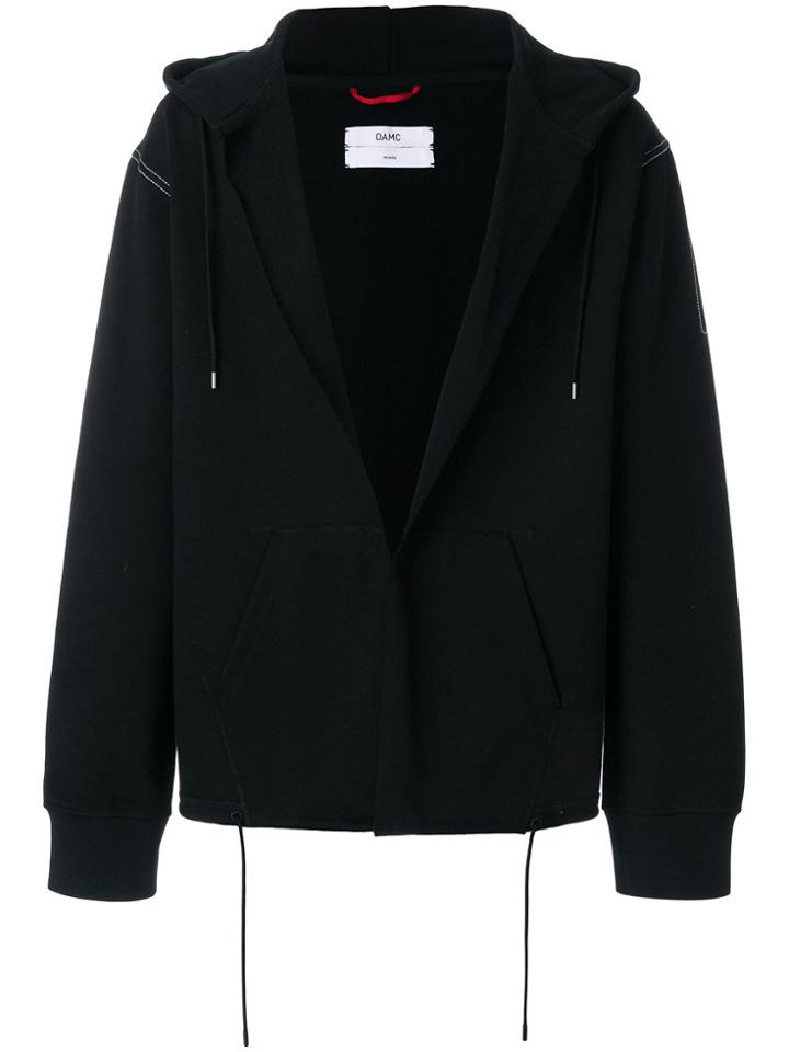 Oamc Open Front Hoodie - Black