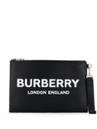 Burberry Logo Stamp Clutch Bag - Black