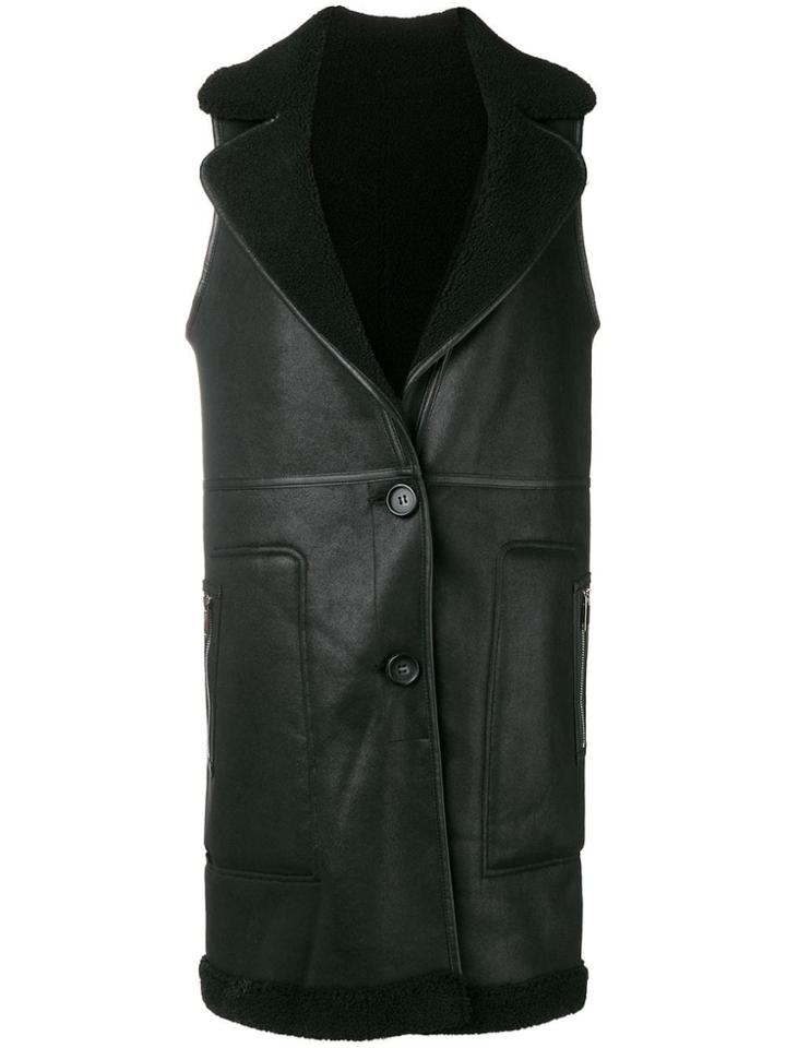 Urbancode Faux Shearling Trim Gilet - Black