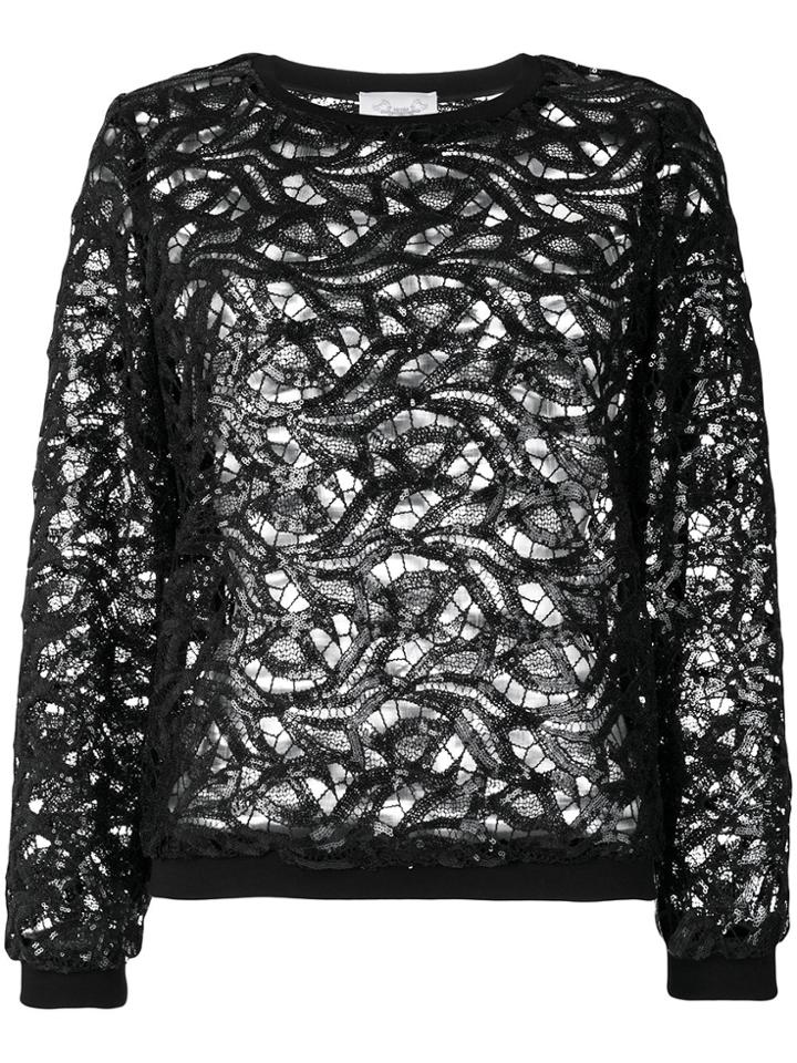 Si-jay Sequined Lace Top - Black