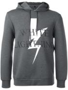 Neil Barrett White Lightning Hoodie, Men's, Size: Small, Grey, Cotton/lyocell/viscose/spandex/elastane