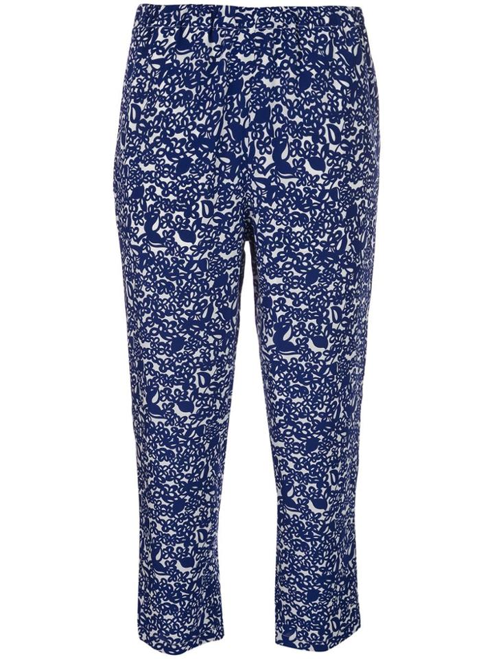 Marni Cropped Printed Silk Trousers - Blue
