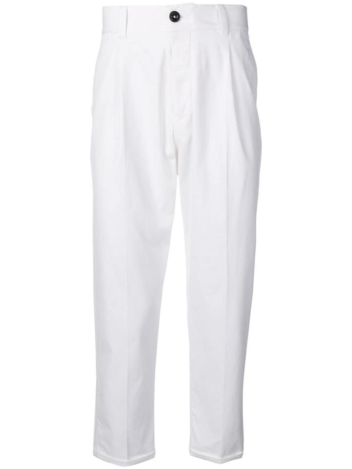 Pt01 Feather Detail Tailored Trousers - White