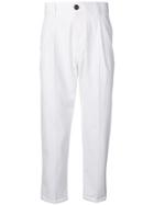 Pt01 Feather Detail Tailored Trousers - White