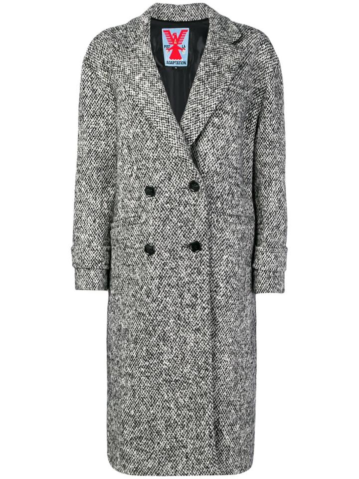 Adaptation Double Breasted Tweed Coat - Black