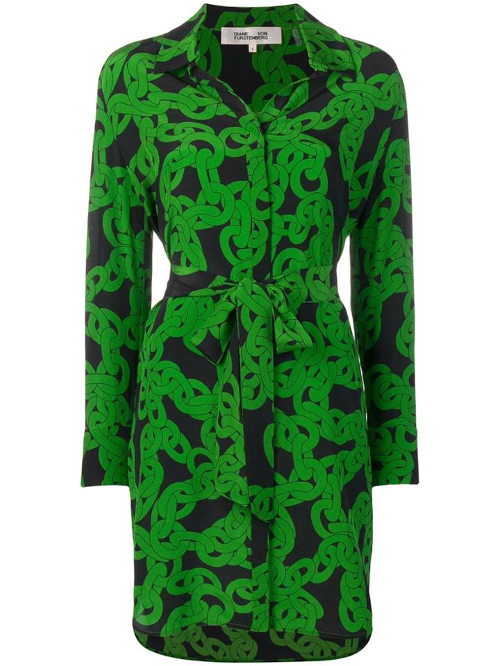 Dvf Diane Von Furstenberg Crawling Chain Shirt Dress - Green