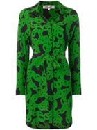 Dvf Diane Von Furstenberg Crawling Chain Shirt Dress - Green