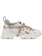 Gucci White Journey Crystal Embellished Leather Sneakers