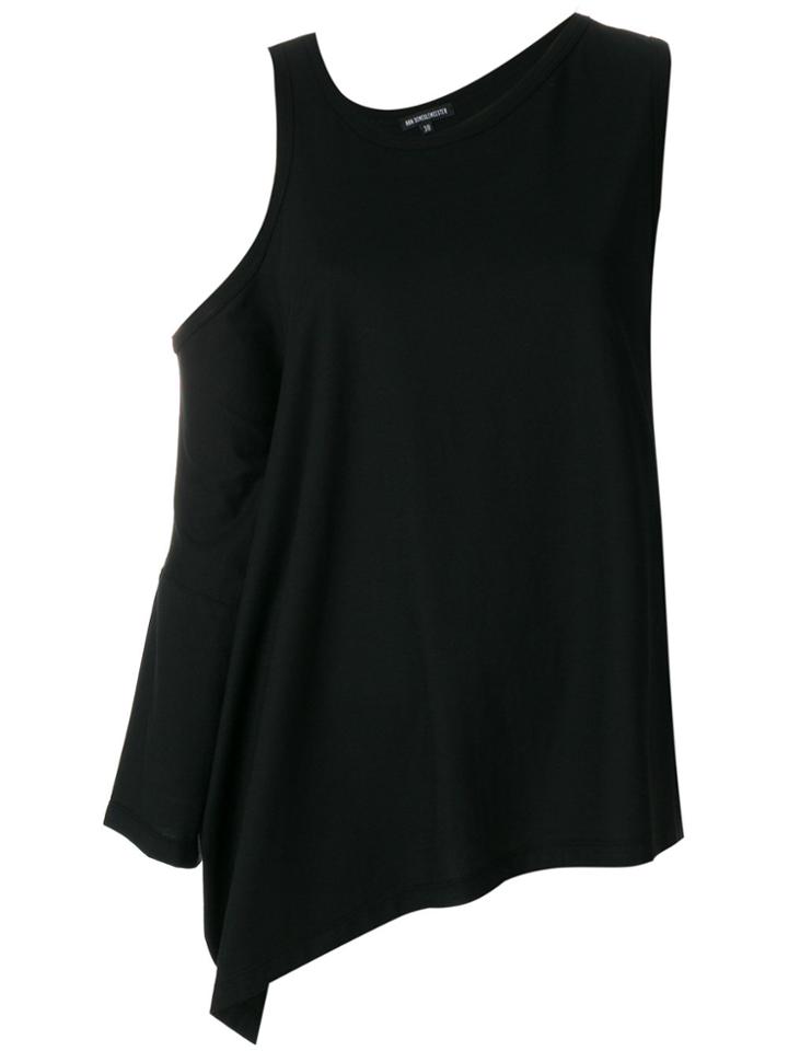 Ann Demeulemeester Cold-shoulder Asymmetrical Top - Black
