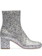 Miu Miu Glitter Embellished Ankle Boots - Silver