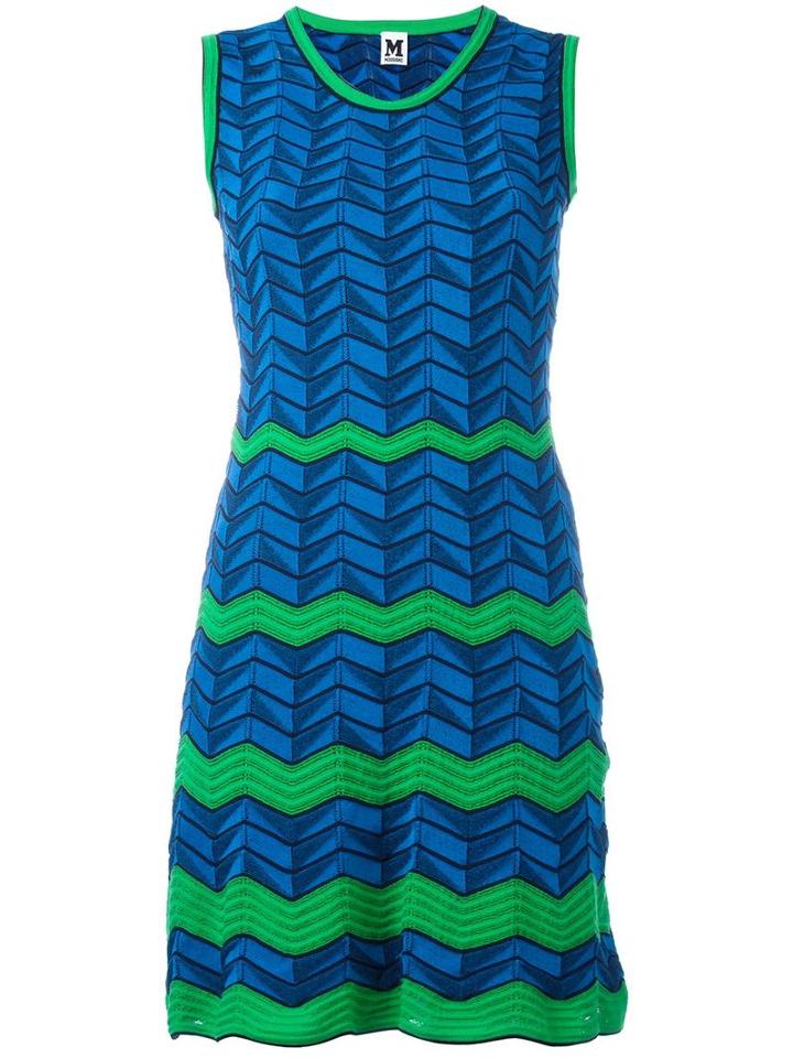 M Missoni Zig Zag Pattern Dress, Women's, Size: 42, Blue, Cotton/polyamide/polyester