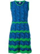 M Missoni Zig Zag Pattern Dress, Women's, Size: 42, Blue, Cotton/polyamide/polyester