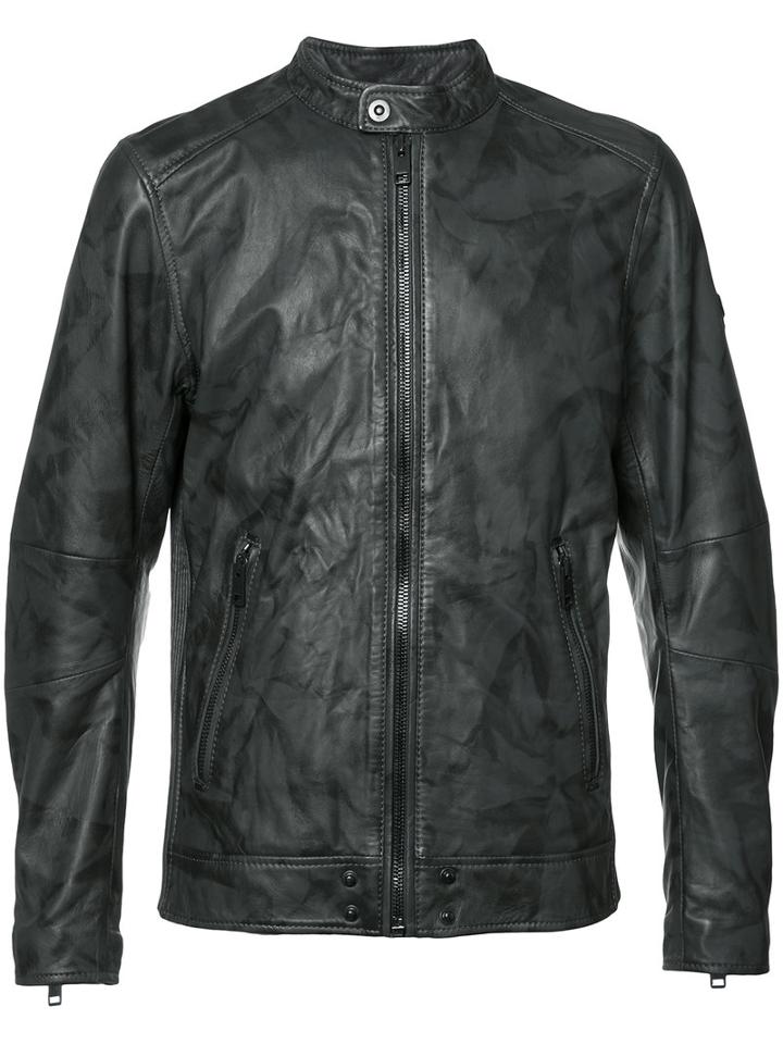 Diesel Biker Jacket, Men's, Size: Large, Grey, Polyester/sheep Skin/shearling
