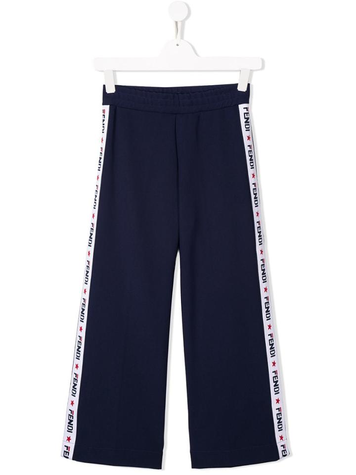 Fendi Kids Logo Printed Track Pants - Blue
