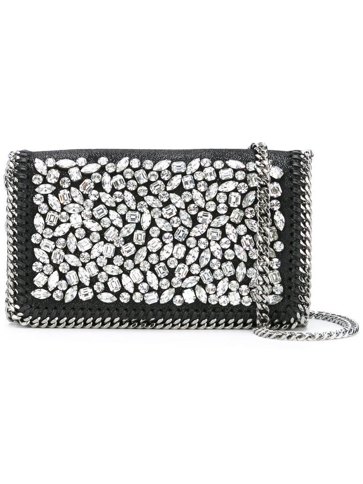 Stella Mccartney Crystal-embellished Falabella Shoulder Bag, Women's, Black, Artificial Leather/glass