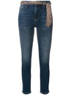 Twin-set Leopard Scarf Belted Skinny Jeans - Blue