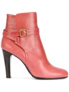 Michel Vivien Buckle Strap Detail Ankle Boots - Pink & Purple