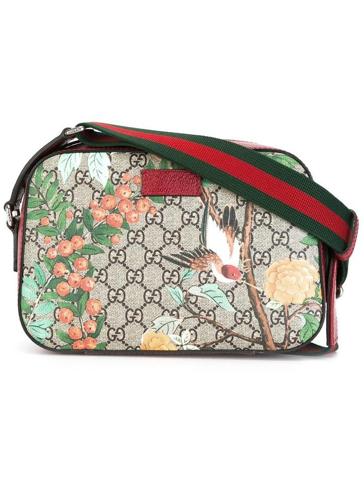 Gucci Tian Gg Supreme Print Shoulder Bag, Men's, Red, Calf Leather/polyurethane