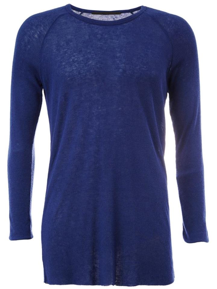 Haider Ackermann Long Sleeve T-shirt, Men's, Size: Medium, Blue, Nylon/rayon/wool/virgin Wool