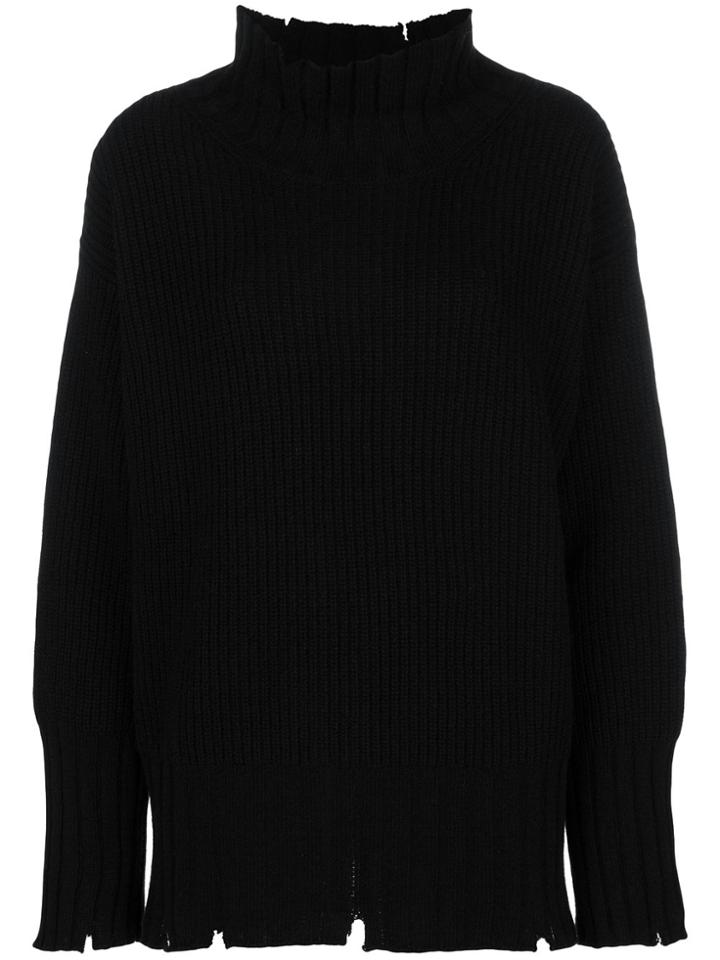 Msgm Oversized Distressed Jumper - Black