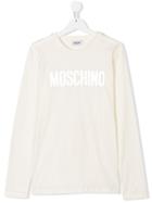 Moschino Kids Teen Logo Printed Top - White