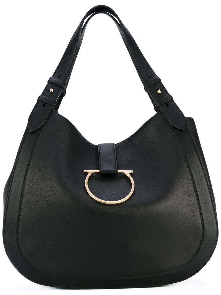 Salvatore Ferragamo - Gancio Shoulder Bag - Women - Camel Leather - One Size, Black, Camel Leather
