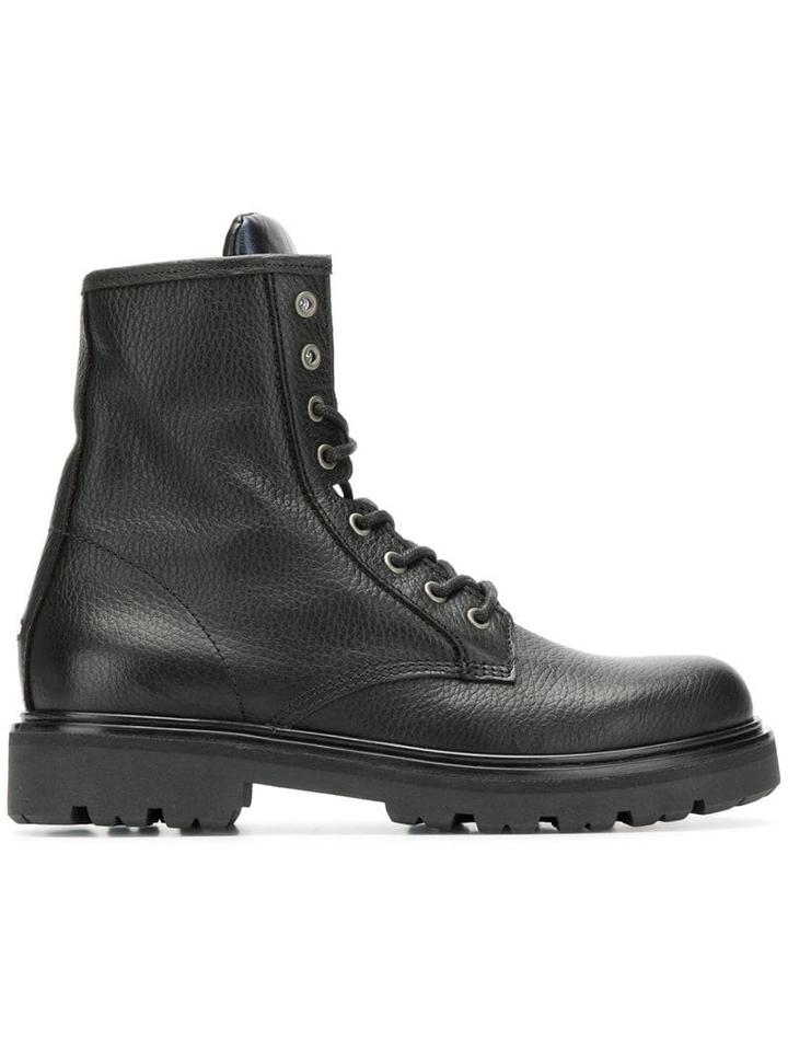 Tommy Hilfiger Sequin Logo Boots - Black