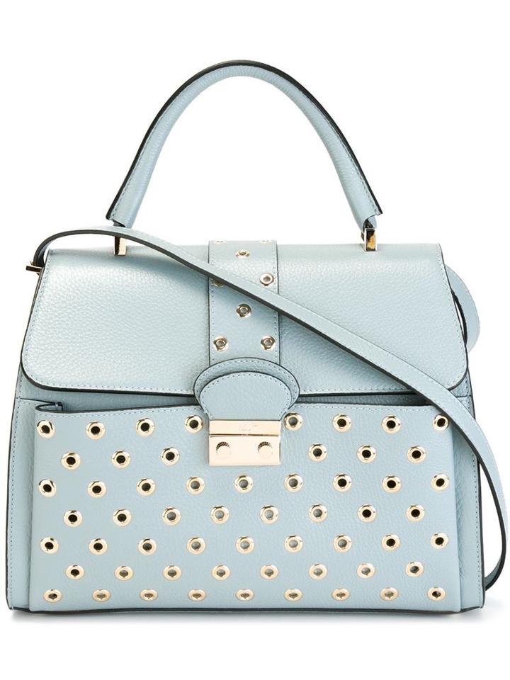 Red Valentino Eyelet Embellished Tote, Women's, Blue, Leather/metal Other