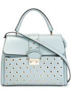 Red Valentino Eyelet Embellished Tote, Women's, Blue, Leather/metal Other