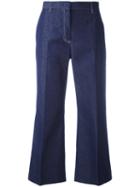 Msgm - Flared Cropped Trousers - Women - Cotton - 44, Blue, Cotton