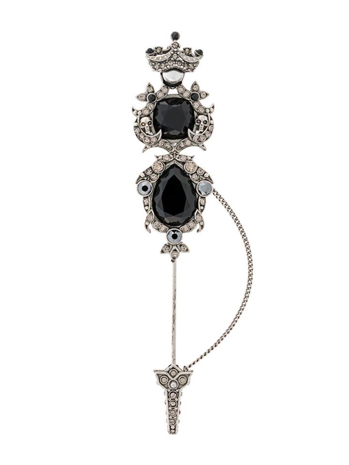 Alexander Mcqueen Crystal Embellished Pin - Metallic