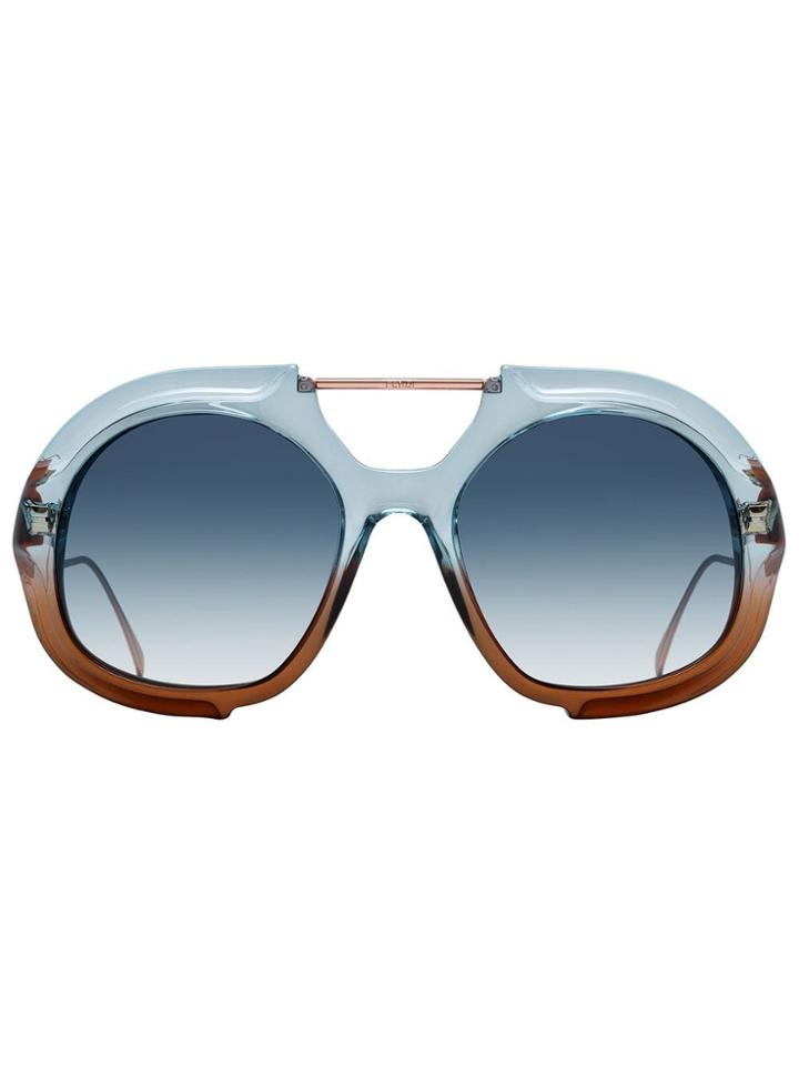 Fendi Eyewear Large Tonal Gradient Sunglasses - Blue