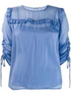 Liu Jo Ruffle Trimmed Blouse - Blue