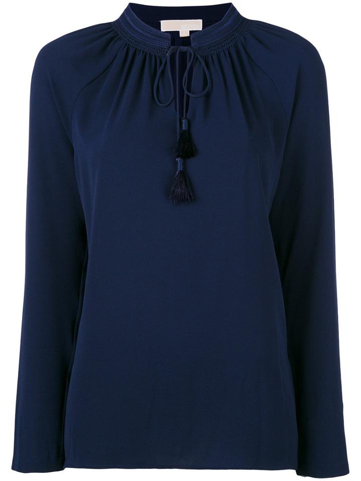 Michael Michael Kors - Peep-hole Blouse - Women - Polyester/spandex/elastane - Xxs, Blue, Polyester/spandex/elastane
