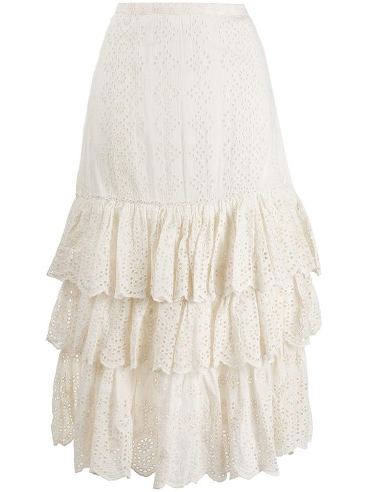 Love Shack Fancy Becky Broderie Anglaise Skirt - White